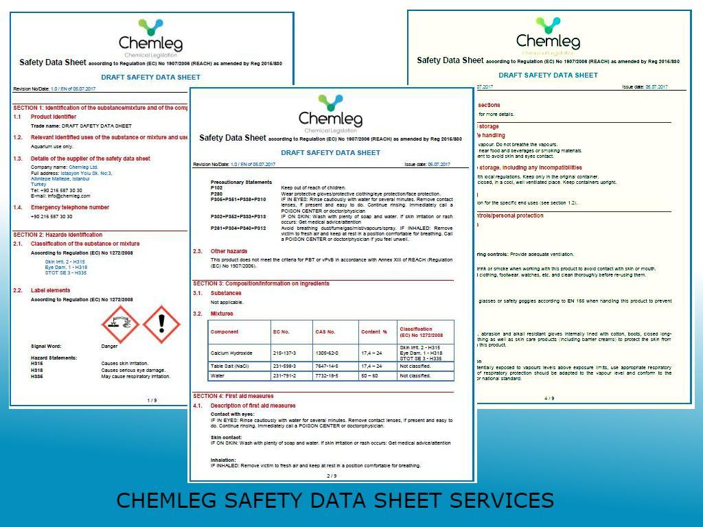Informations requises sur la Fiche de Données de Sécurité Turque