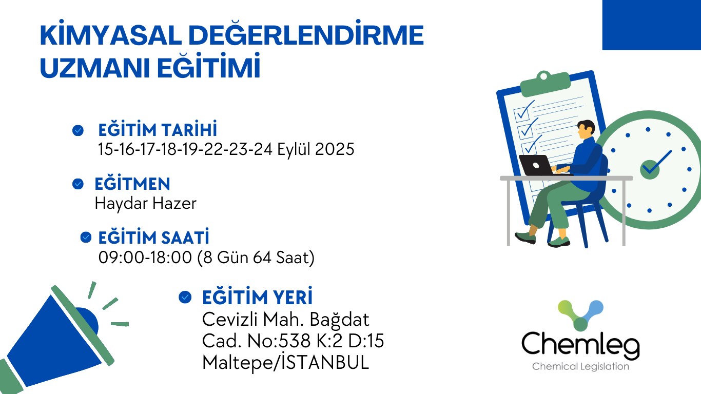 EYLÜL 2025 - KİMYASAL DEĞERLENDİRME UZMANI EĞİTİMİ (KDU EĞİTİMİ)